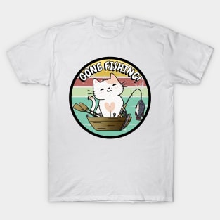 Cute white cat has gone fishing T-Shirt